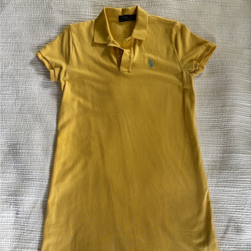 Yellow Polo Shirt Dress - M